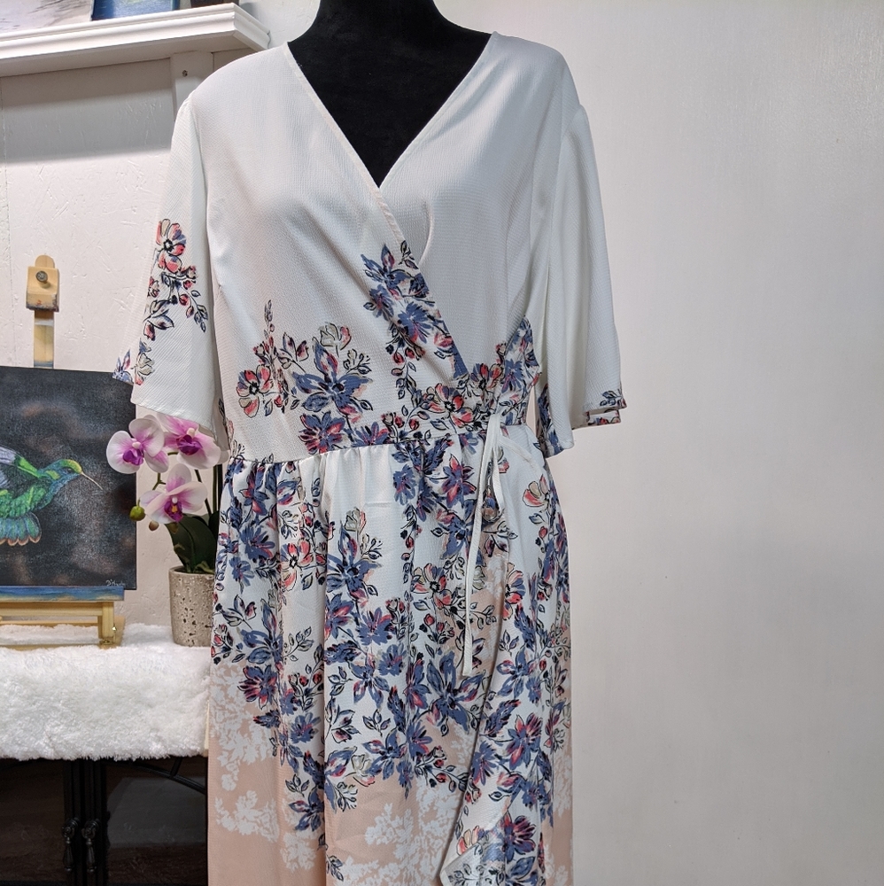 ❤️Kaari Blue Dress ❤️ 2X ❤️ Spring floral ❤️